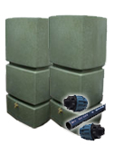 2 x EcoPillar 800L Tall Water Butt Green Marble Special Offer