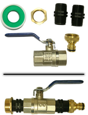 3/4 Shut Off Tap Kit c/w Hose Connector